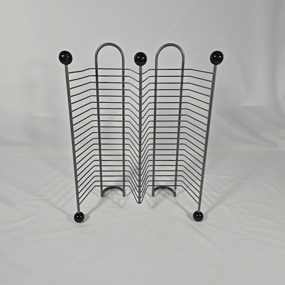 40 slot CD Holder Wire Metal Media Rack Tower Storage Gray 15"x11" Sturdy Y2K
